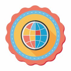 globe icon flat icon with long shadow N11