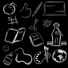 back to school on blackboard set