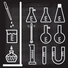 Chemical tube icon on chalkboard