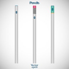 Set smooth wooden detailed blank of realistic pencils gray isolated