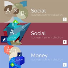 Flat design vector infographic banners with geometric infographics N68