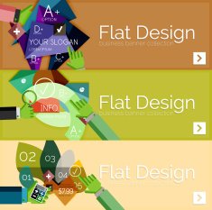 Flat design vector infographic banners with geometric infographics N73