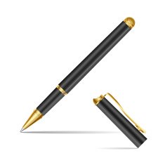 Black pen isolated on the white background Vector illustration