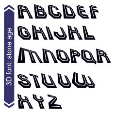 Geometric typescript in rotation 3d industrial characters N2