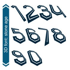 3d retro slim numbers in rotation stylish vector numeration