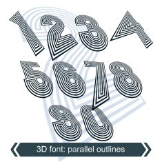 Geometric retro style graphic numbers in rotation vector