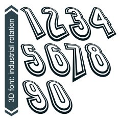 3d retro numbers in rotation stylish vector numeration design N2