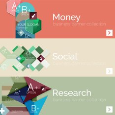 Flat design vector infographic banners with geometric infographics N87