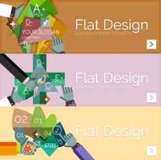 Flat design vector infographic banners with geometric infographics N90