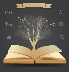 Tree silhouette on book