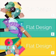 Flat design vector infographic banners with geometric infographics N100