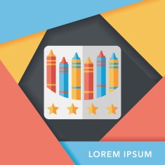 crayons flat icon with long shadow eps10 N64