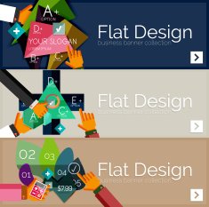 Flat design vector infographic banners with geometric infographics N108