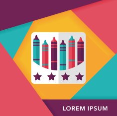 crayons flat icon with long shadow eps10 N65