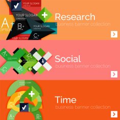 Flat design vector infographic banners with geometric infographics N118