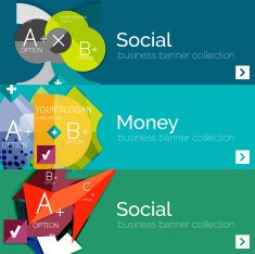Flat design vector infographic banners with geometric infographics N120