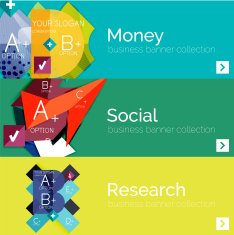 Flat design vector infographic banners with geometric infographics N121