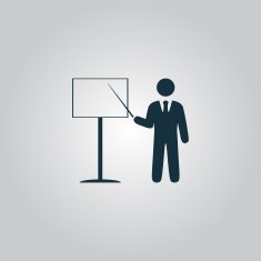 Presentation sign icon Man standing with pointer N2