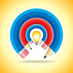 Creative ideas icon with a pencil and lightbulb