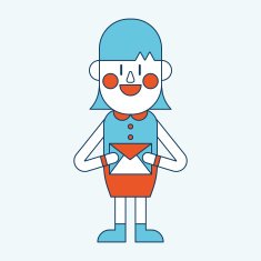 Businesswoman sending letter cartoon