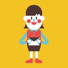 Businesswoman sending letter cartoon N5