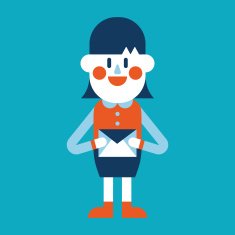Businesswoman sending letter cartoon N6