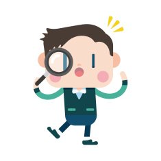 Businessman using magnifying glass cartoon eps