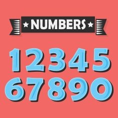 Set of abstract blue numbers with black shadow free image download