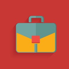 Bag symbol on red background clean vector