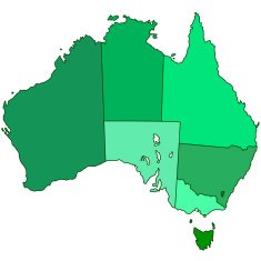 Australia contour map