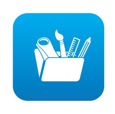Tool symbol design on blue button clean vector