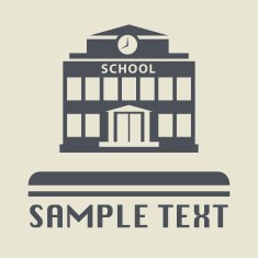 School building icon or sign
