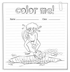Worksheet with a man digging the ground