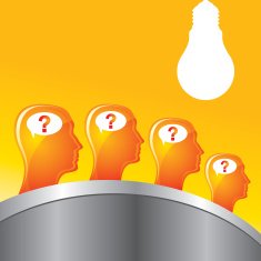 Question mark man head symbol and light bulb - Illustration
