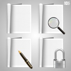 Collection of icons open the paper journal
