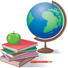 Globe and books