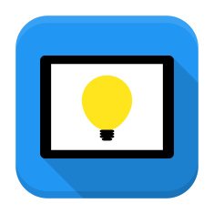 Desk with lamp idea app icon long shadow