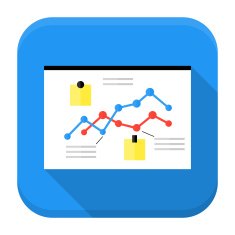 Desk with data app icon long shadow