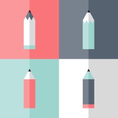Flat pencil icon set