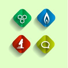 ducation Chemistry Set flet bright icons