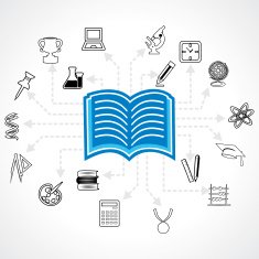 set of educational icon around book N2