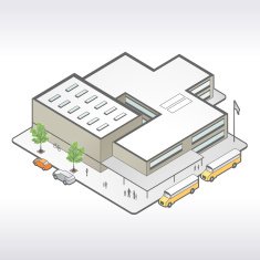 School Building Isometric Illustration