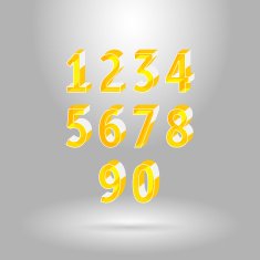Isometric Alphabet Font Numbers set 0 to 9