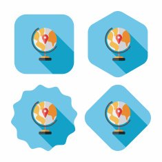 globe icon flat icon with long shadow N17