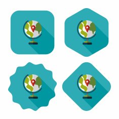 globe icon flat icon with long shadow N18