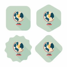 globe icon flat icon with long shadow N20