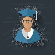 Student on blackboard background vector