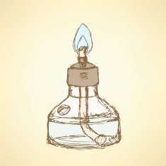 Sketch alcohol burner in vintage style