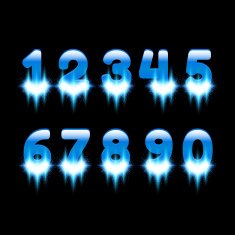 Glowing Blue Numbers Set