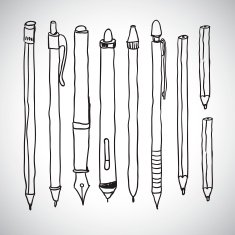 Vector sketch of pencils and pens